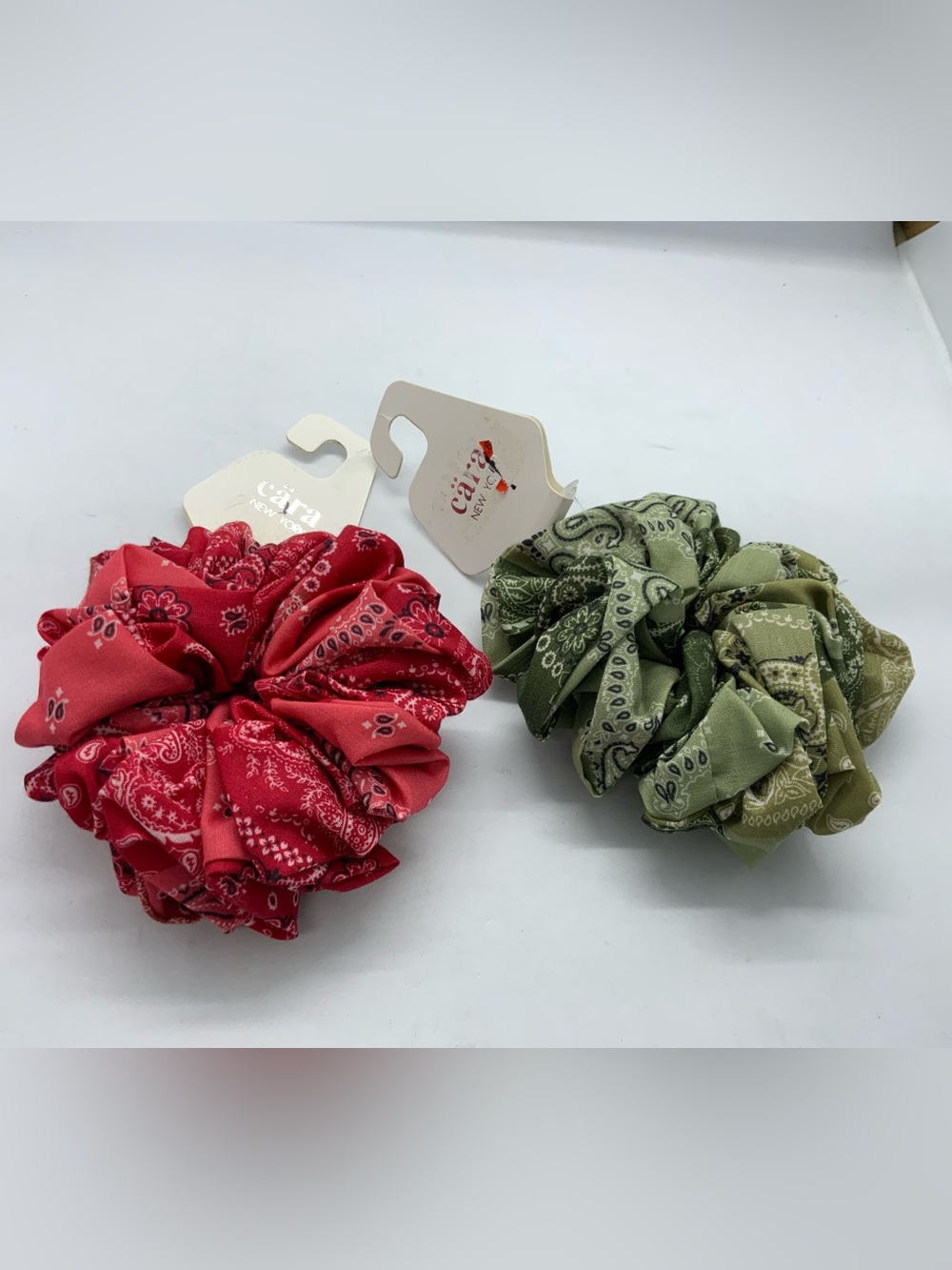 Cara Red and Olive Bandana Scrunchie Set